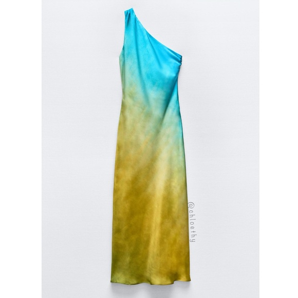 Zara ASYMMETRICAL SATIN EFFECT TIE DYE DRESS - Picture 3 of 13